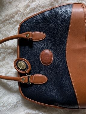 Classic Collection Pebbled Leather Tote with Brown Trim and Gold Accents